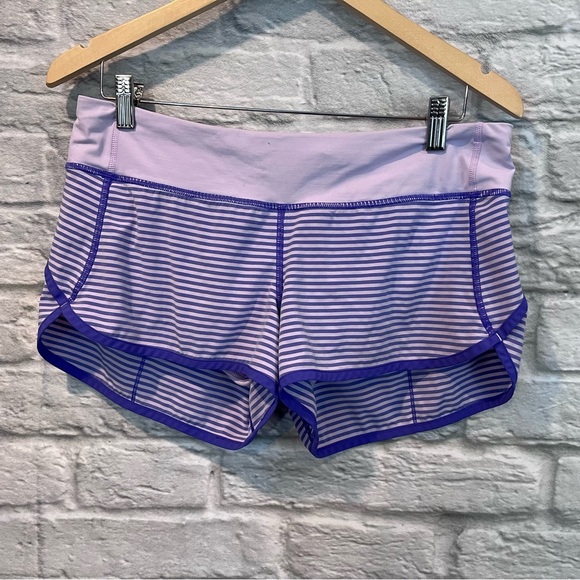 RARE sz 8 Lululemon Speed Short Classic Stripe Iris Flower Pretty Purple Run - Picture 2 of 12